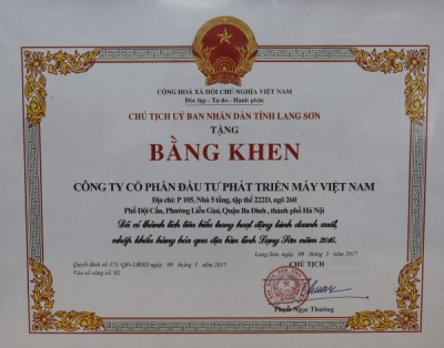 VIMID 6 NĂM LIỀN NHẬN ĐƯỢC GIẢI THƯỞNGG DN XUẤT SẮC UBND TỈNH LẠNG SƠN