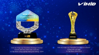 VIMID KHẲNG ĐỊNH VỊ THẾ ĐỐI TÁC CHIẾN LƯỢC VỚI CÚ ĐÚP GIẢI THƯỞNG TẠI HỘI NGHỊ ĐỐI TÁC TOÀN CẦU CỦA TẬP ĐOÀN CÔNG NGHIỆP NẶNG SƠN ĐÔNG VÀ TẬP ĐOÀN SINOTRUK 