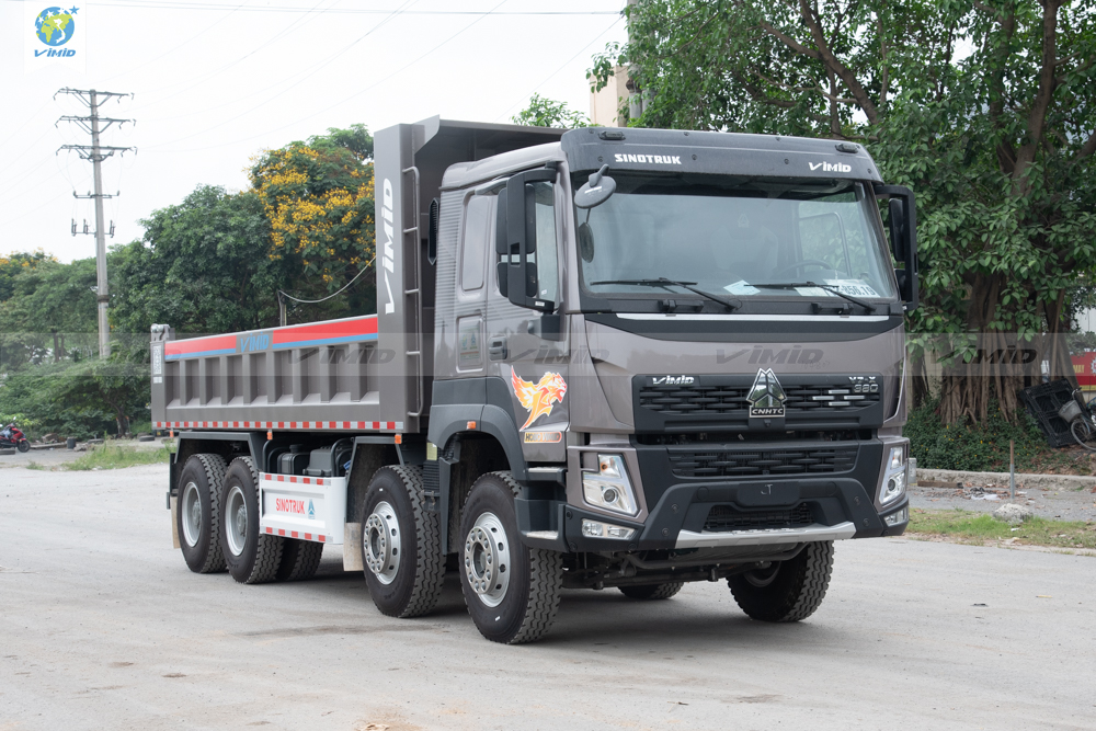 Howo V7X 380 8x4 Dump Truck – Square Shape Dump Box (8+8) 2 Xe ben Howo V7X 380 8x4 thùng vuông