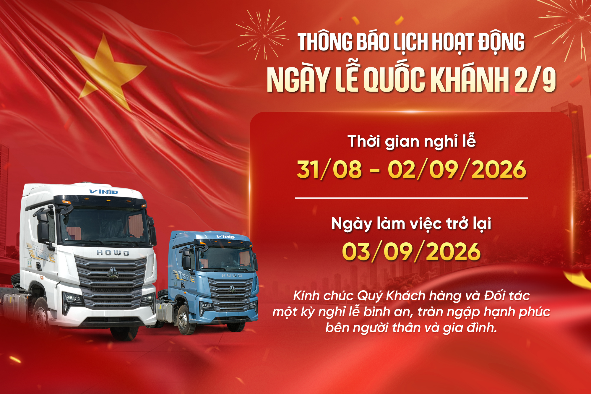 Thông báo lịch làm việc dịp Quốc khánh 2/9 tại VIMID