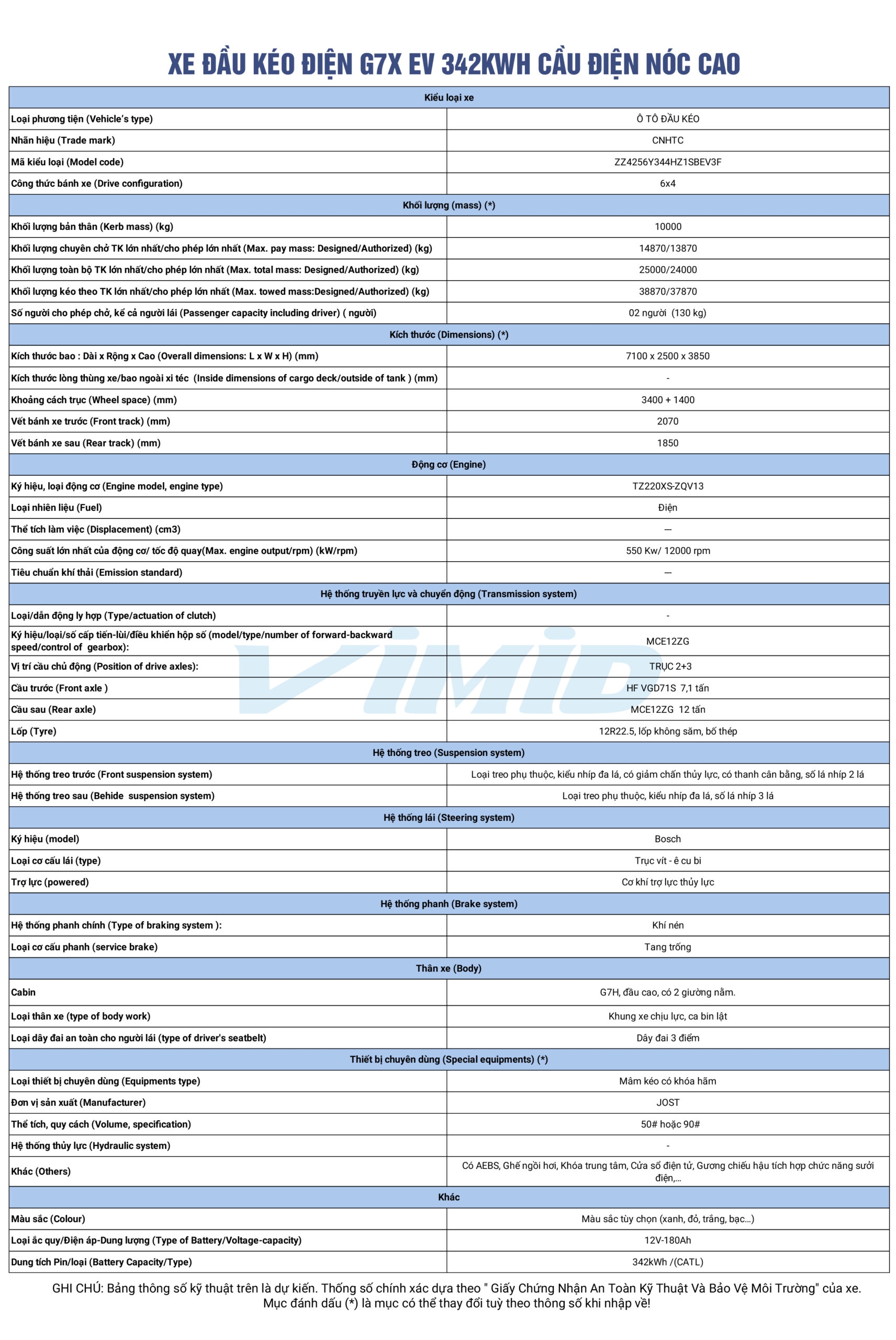 Xe Đầu Kéo Điện HOWO Sitrak G7X EV 342KWH nóc cao
