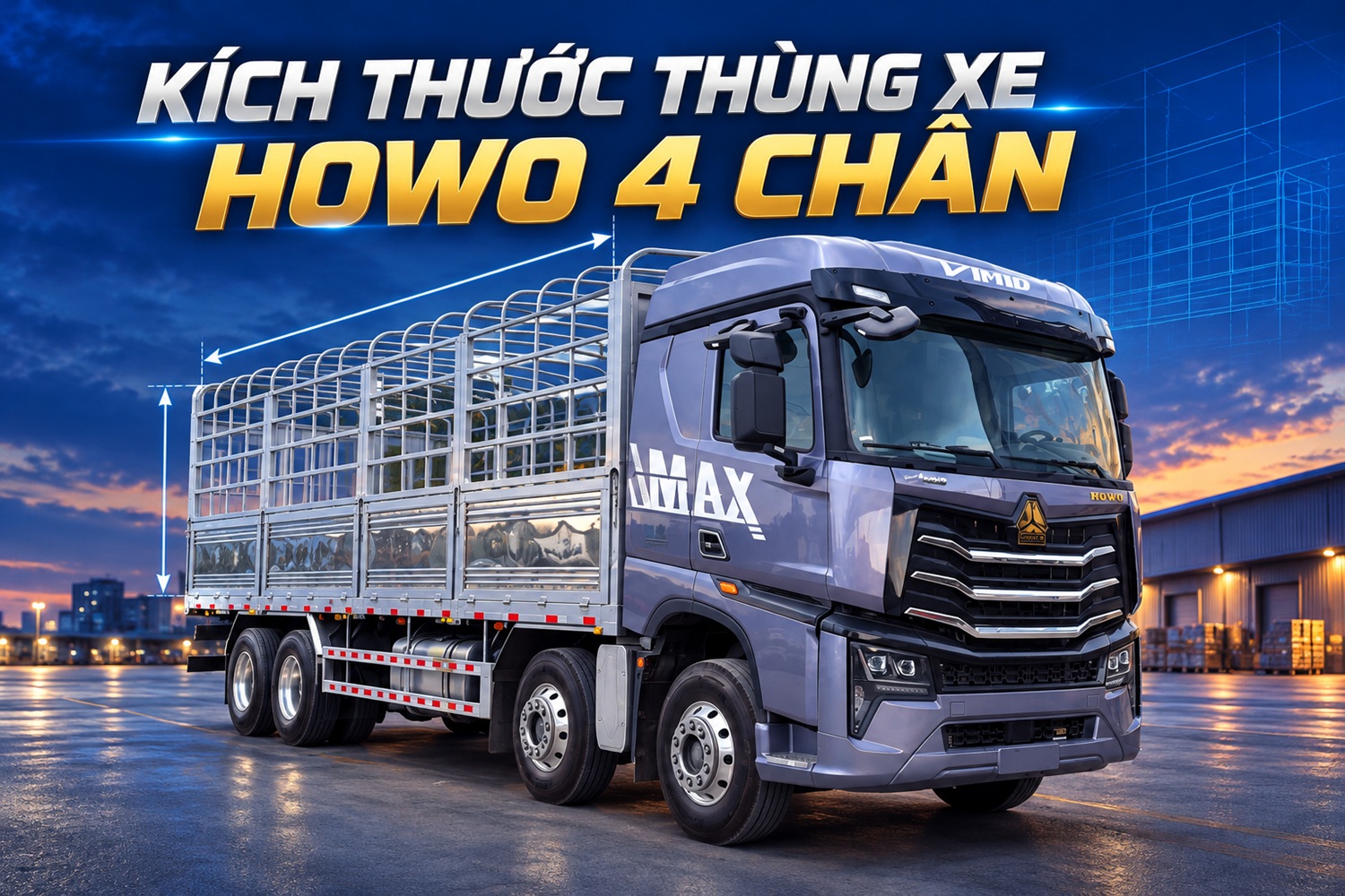Kích thước thùng xe HOWO 4 chân